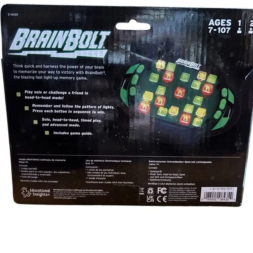 Brain Bolt Light Up Memory Game *New*
